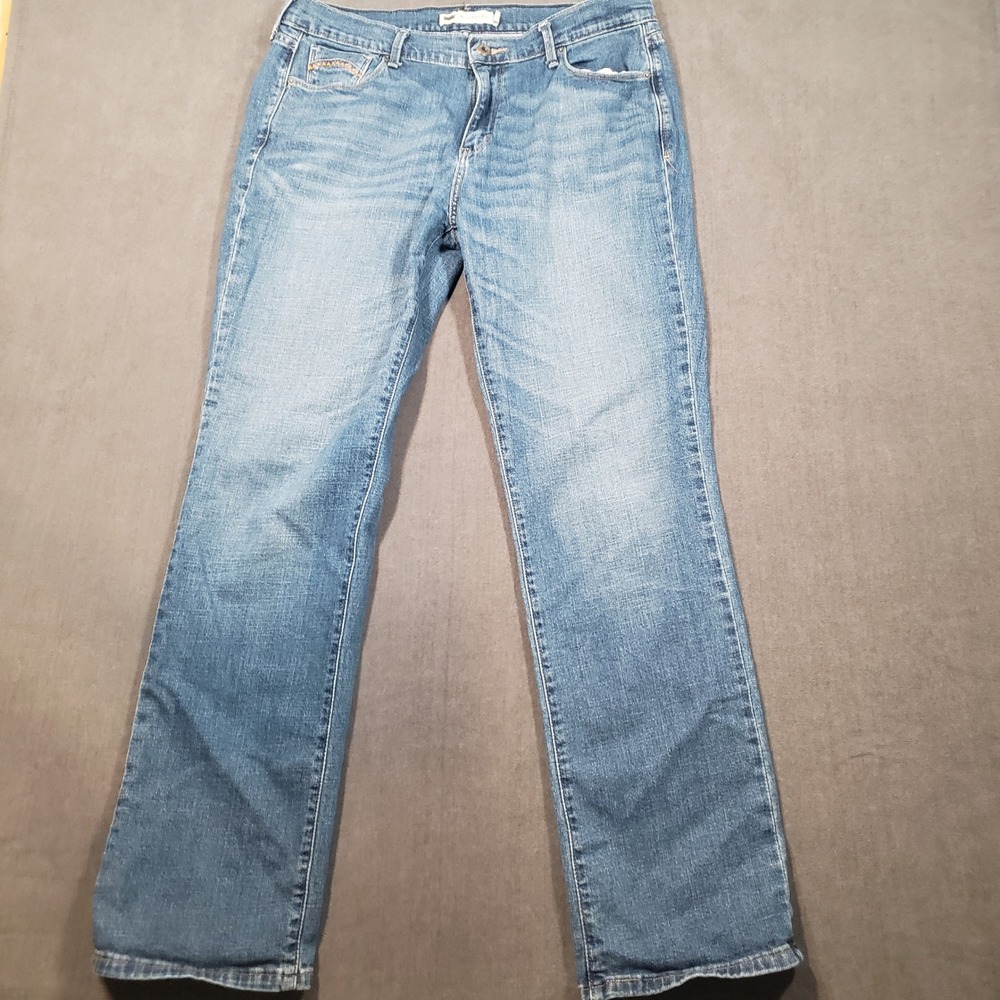 Levi's 505 Straight Leg Jeans Womens 12 Medium Blue Embroidered Pockets